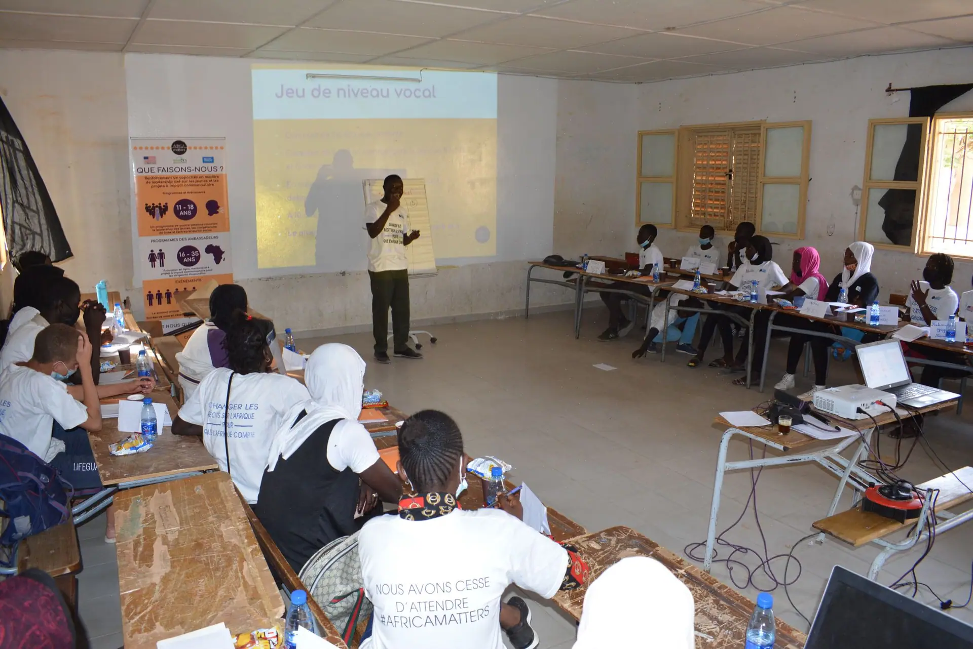 Facilitator presenting to a classroom of adults
